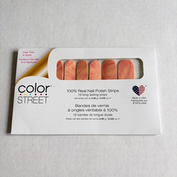 *Retired* Color Street: Pebble Rebel | Marble Pastel Pink Spring Swirl Peach - Picture 3 of 10
